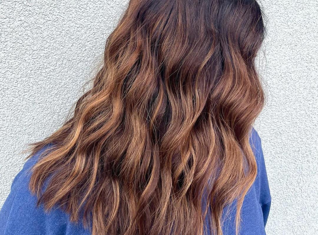 Brown and butterscotch caramel balayage