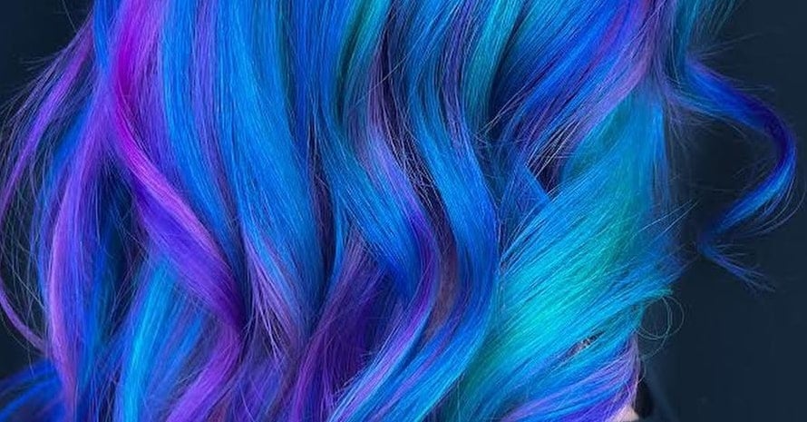 Girl with blue balayage