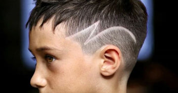 Boy with a lightning bolt hairstyle