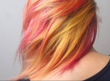 Hair with yellow and pink ombre