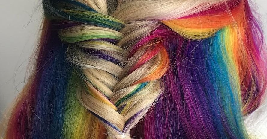 rainbow hair underneath