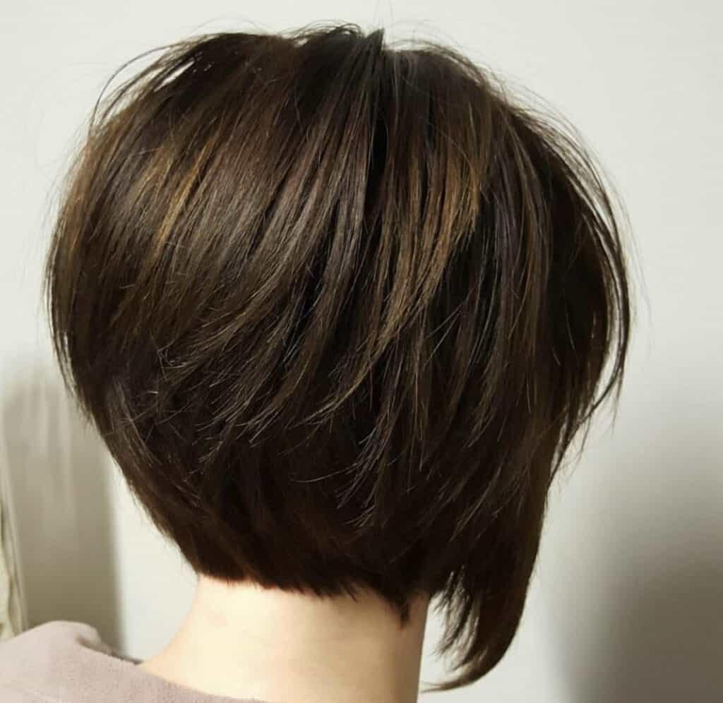 Short Stacked bob haircut for women with thin hair