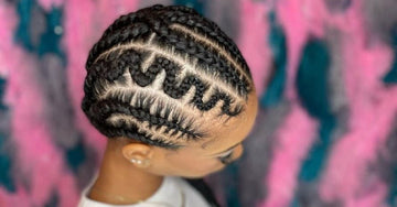 woman with brown zig zag braids