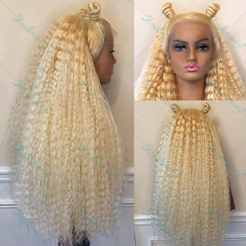 13x6 613 Honey Blonde Water Curly Lace Frontal Wig